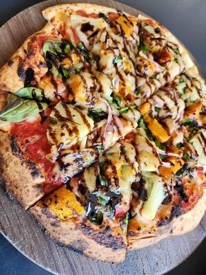 Vegan pumpkin pizza   at Trinity Beach Tavern in Trinity Beach