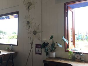 View from my table. Nice hand decorated walls   at Vega in Spring Hill