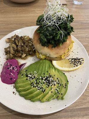 Garlicky bagel (get this if you like garlic! 😋)  at Vega in Spring Hill