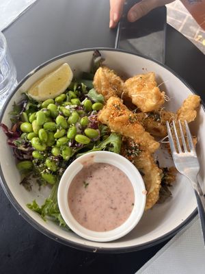 Plant based calamari- best we’ve ever had!  at Vega in Spring Hill