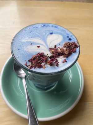 Butterfly pea latte   at Vega in Spring Hill