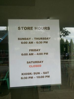 Opening Hours at Palawan Adventist Hospital Vegetarian Restaurant in Puerto Princesa