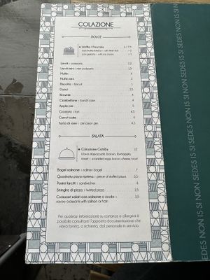 Menu  at Gatsby Cafè in Rome