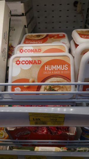 Hummus at Conad in Tirana