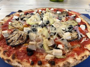 Pizza vegana  at Pizzeria Boccaccio in Gran Canaria