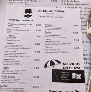 Pizza menú   at Bar El Campesino 2 in Gran Canaria