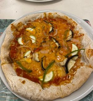 pizza vegana (includes vegan cheese)  at Bar El Campesino 2 in Gran Canaria