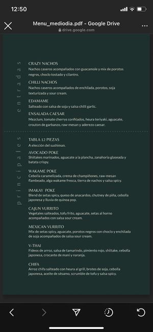 Carta at Veg & the Gang - Carrer Casanova in Barcelona