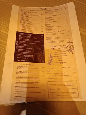 Menu at Veg & the Gang - Carrer Casanova in Barcelona
