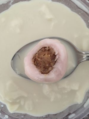 3 in 1 rice ball with peanut filling in tofu pudding  at Mr Bean - Bedok Mall in East Singapore