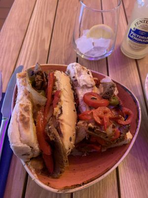 Philly cheesesteak sandwich   at Herbivorous - Withington in Manchester