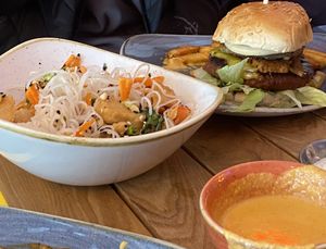 Kahuna burger, cheese sauce   at Herbivorous - Withington in Manchester