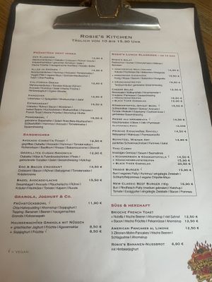 Menu   at Rosie's Kitchen in Dusseldorf