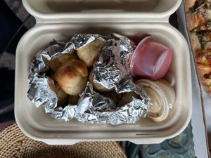 Vegan garlic knots with marinara and tofu-tahini dips at Headies Pizza & Pour in Trinidad