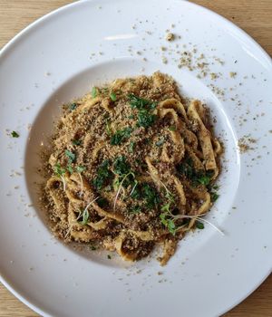 Tagliatelle with vegetable ragu at Good Place in Gliwice
