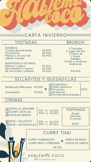 Carta de Invierno at Hablemos Coco Cafe in Puerto Natales