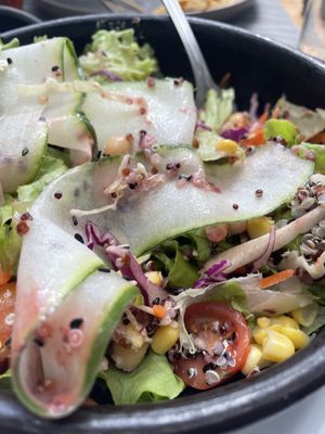 Fresh Buddha Bowl with quinoa and garbanzo beans.   at Hablemos Coco Cafe in Puerto Natales