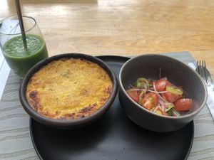 Pastel de choclo 🌽  at Hablemos Coco Cafe in Puerto Natales