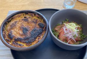 Pastel de choclo  at Hablemos Coco Cafe in Puerto Natales