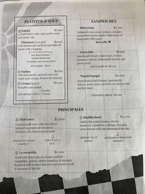 Menu  at Hablemos Coco Cafe in Puerto Natales