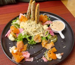 Hummus plate at Hablemos Coco Cafe in Puerto Natales