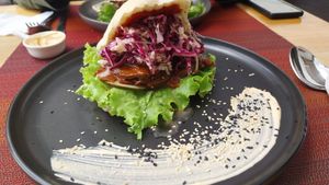 Seitan BBQ sandwich at Hablemos Coco Cafe in Puerto Natales