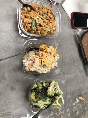 From left: Buffalo chickpea, loaded potato, 🥔 broccoli 🥦   at Vegas Vegan Eatery in Las Vegas
