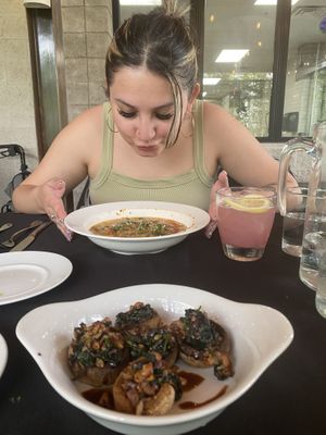 Tuscan soup and stuffed mushrooms  at Vegas Vegan Eatery in Las Vegas