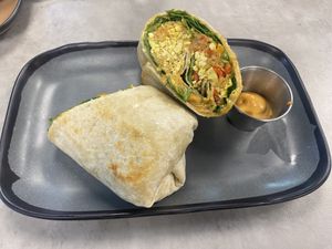 breakfast burrito with bacon   at Vegas Vegan Eatery in Las Vegas