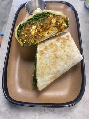 Breakfast burrito with soyrizo   at Vegas Vegan Eatery in Las Vegas