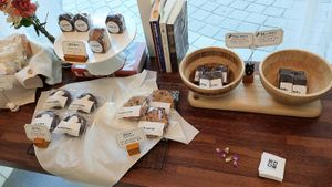 Display of baked goods at Vegan Daum 비건다움 in Seoul