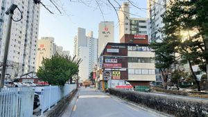 bakery is located inside the small building at Vium 비움 in Seoul