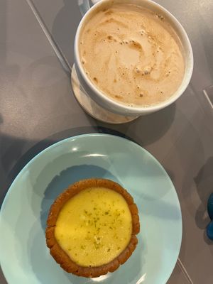 Cappuccino and lemon tart at I Quit - Café & Bakery in Mexico City