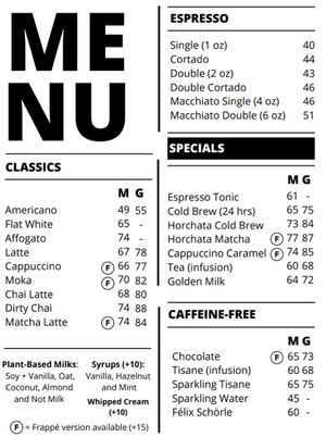 Drinks menu April 2025 at I Quit - Café & Bakery in Mexico City