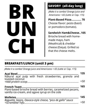 Brunch menu April 2025 at I Quit - Café & Bakery in Mexico City