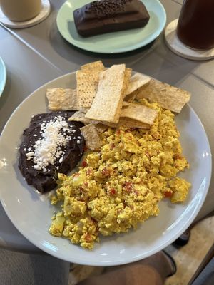 Scrambled eggs with bean paste and tortillass  at I Quit - Café & Bakery in Mexico City