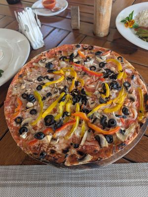 Vegan pizza at Shamba Cafe & Shop in Nairobi