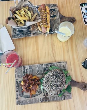 Hot dog e panino vegan  at Feria 83 in Sevilla
