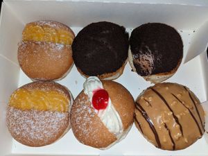 Vegan custard, jam and cream, Oreo and peanut butter nutella at That's Alotta Cafe in Northcote