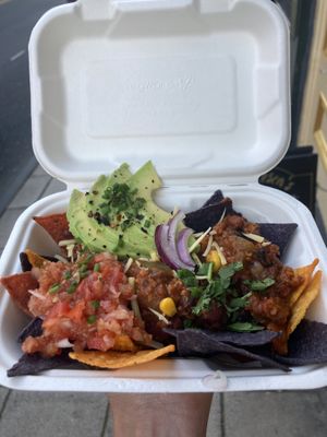 Chilli and rainbow nachos  at Francesca's in Scarborough