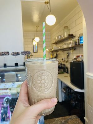 Coconut , Date , peanut butter , banana and chia seed breakfast shake  at Francesca's in Scarborough