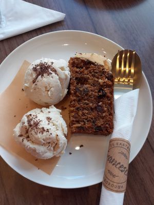 Simnel cake and icecream  at Francesca's in Scarborough