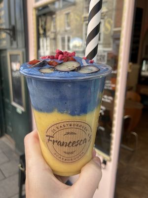 Blue spirulina smoothie  at Francesca's in Scarborough