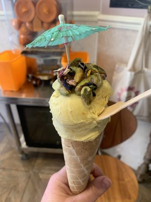 Saffron ice cream   at Francesca's in Scarborough