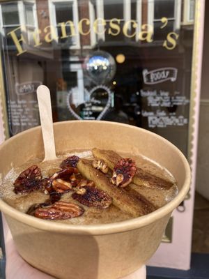 Amaranth porridge with caramelised banana and pecans 🫶🏼  at Francesca's in Scarborough