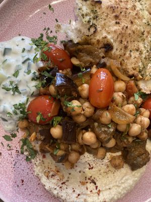 Aubergine Zaalouk with chickpeas   at Francesca's in Scarborough