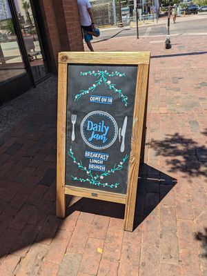 Sign out on the sidewalk at Daily Jam in Tempe
