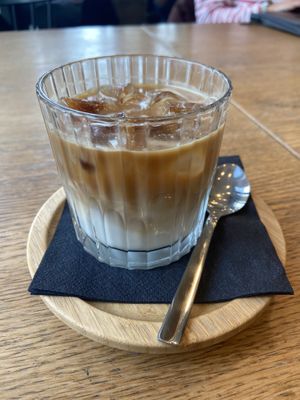 Iced oat milk latte  at Cafedu in Prague