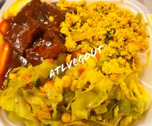 BBQ, scrambled tofu and cabbage   at Chelsea's Bakery and Vegetarian Restaurant in Decatur