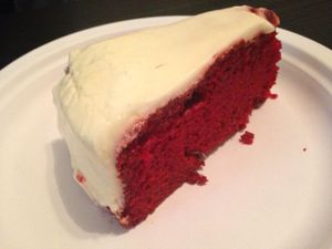 red velvet cake at Chelsea's Bakery and Vegetarian Restaurant in Decatur